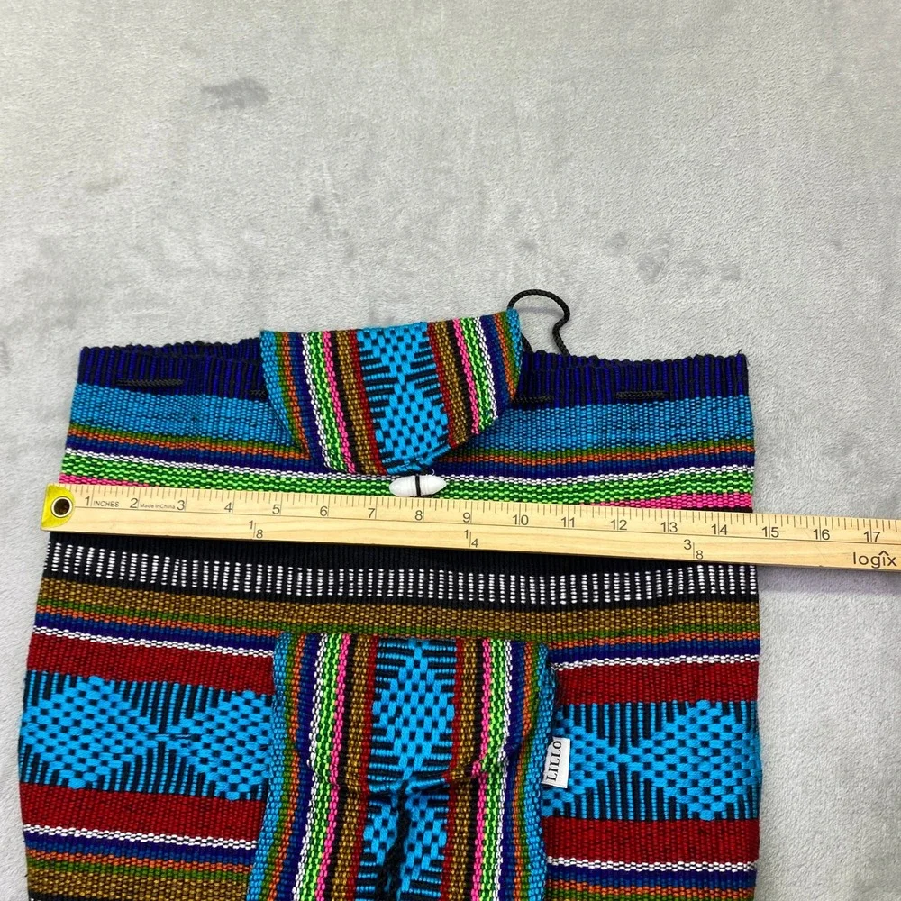 Lillo Mexican Woven Baja Backpack Multi Color Striped Rucksack Boho Gipsy‎